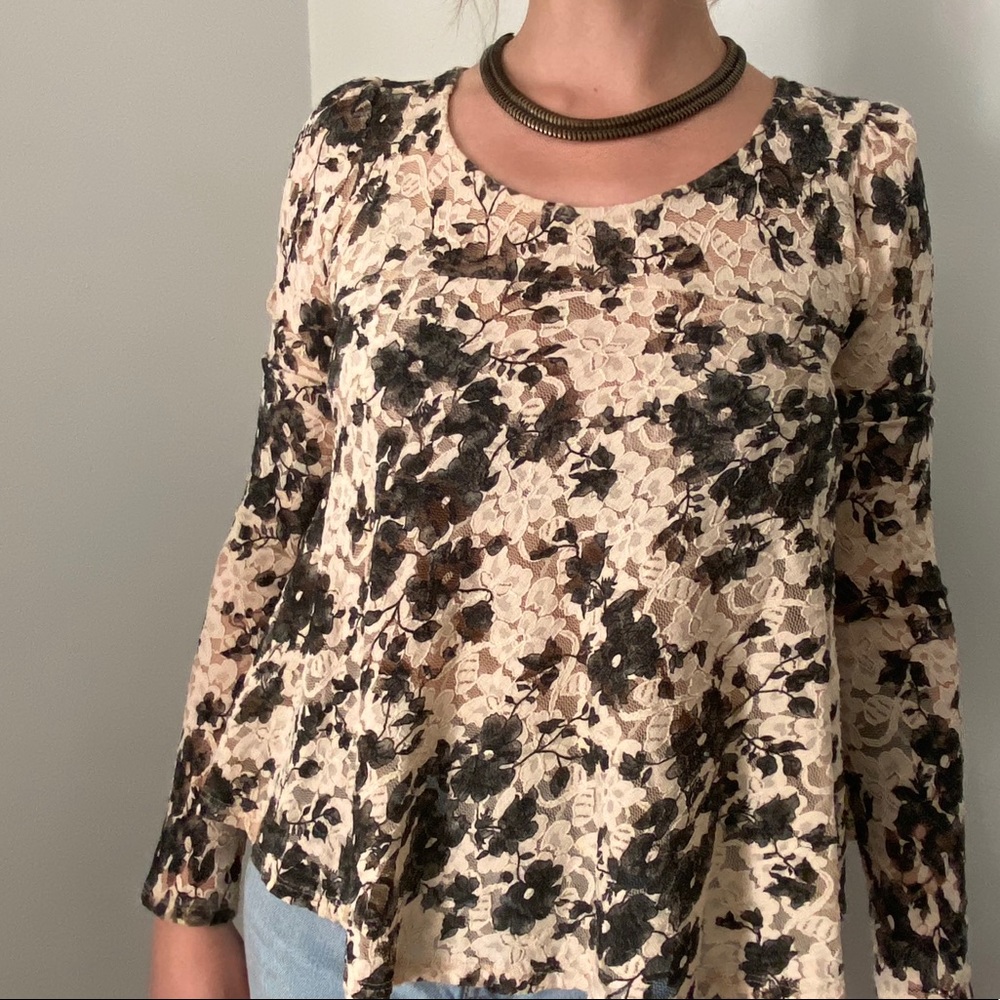 Floral and Lace Peplum Top